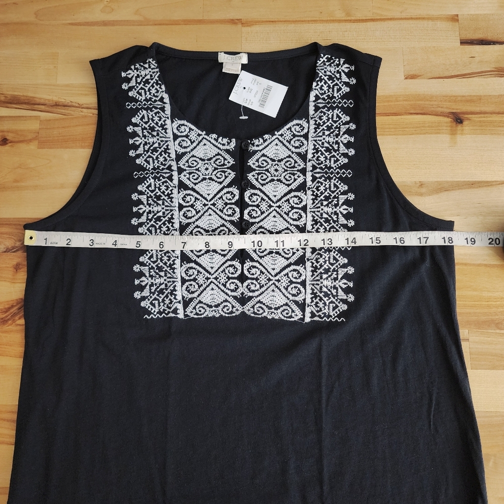 J Crew Factory Sleeveless Top Womens Size Small Black White Embroidery NWT - Picture 3 of 10